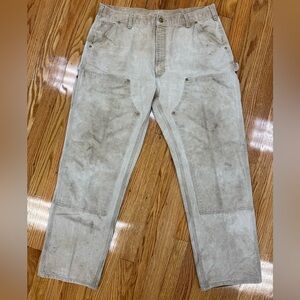 Vintage Carhartt Men's Distressed Dungaree Fit Double Knee Duck Canvas Pants Y2K